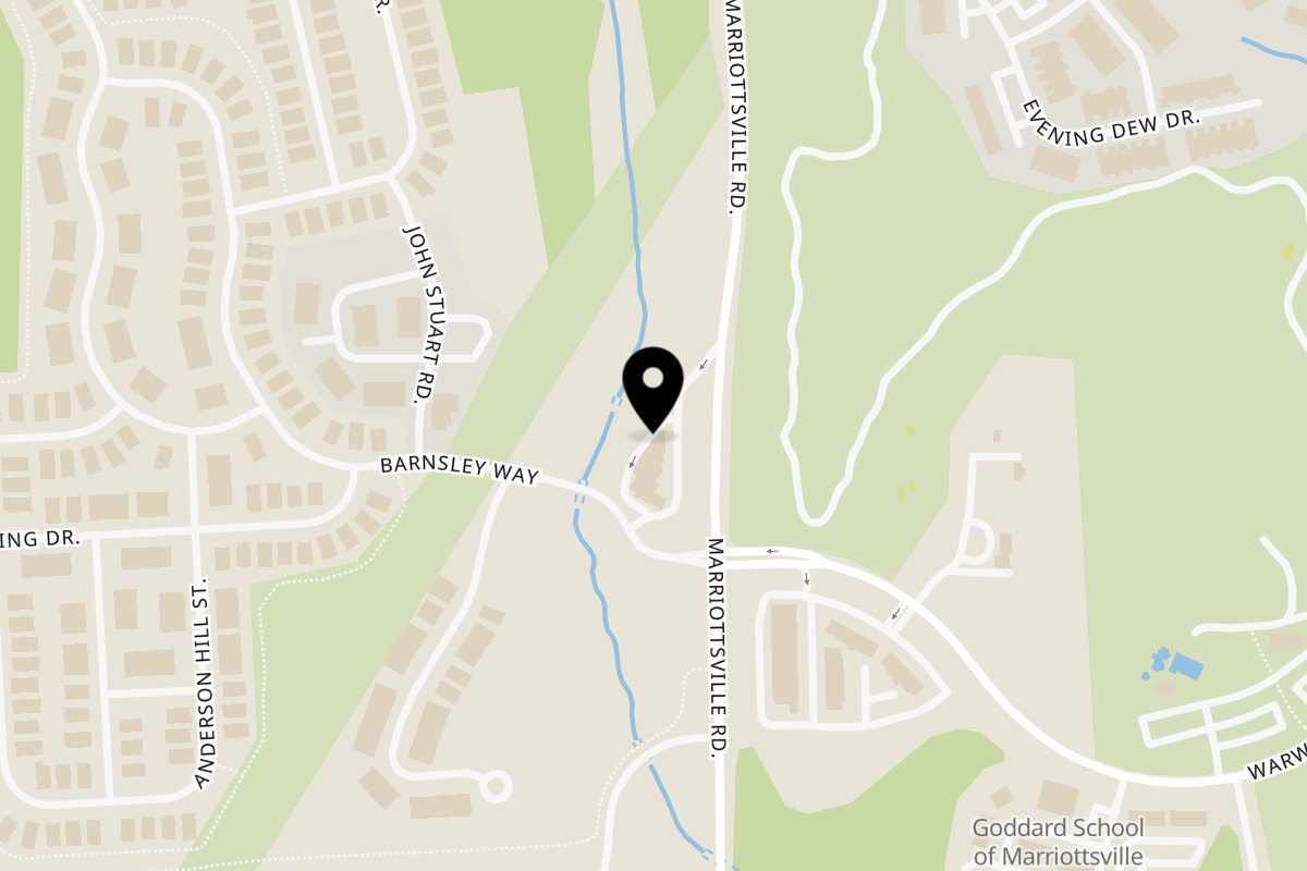 Map showing the location of Blowfish Poké Hawaiian Grill Marriottsville on 11100 Barnsley Way Suite G in Marriottsville